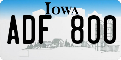 IA license plate ADF800