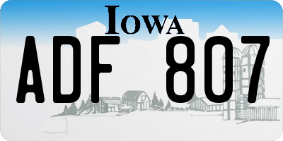 IA license plate ADF807