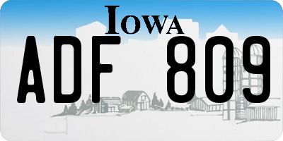 IA license plate ADF809