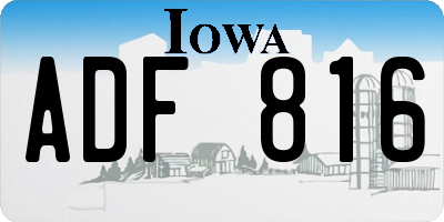 IA license plate ADF816