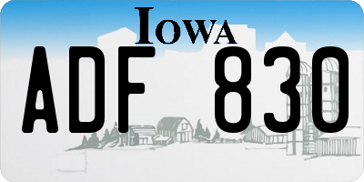 IA license plate ADF830