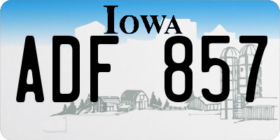 IA license plate ADF857