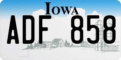 IA license plate ADF858