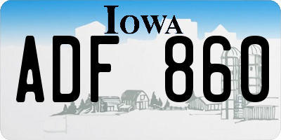 IA license plate ADF860