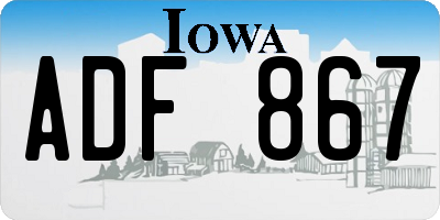 IA license plate ADF867