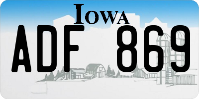 IA license plate ADF869