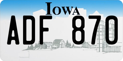 IA license plate ADF870