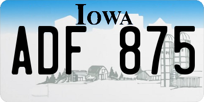 IA license plate ADF875