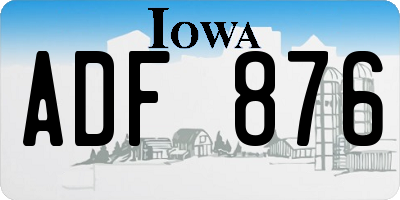 IA license plate ADF876