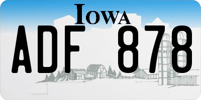 IA license plate ADF878