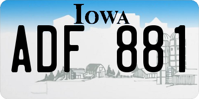 IA license plate ADF881