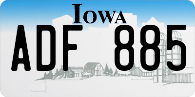 IA license plate ADF885