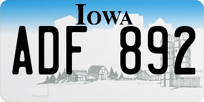 IA license plate ADF892