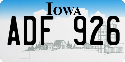 IA license plate ADF926