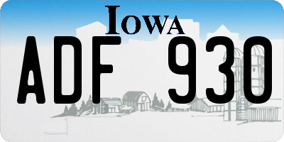 IA license plate ADF930