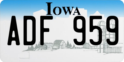 IA license plate ADF959