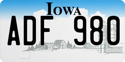 IA license plate ADF980