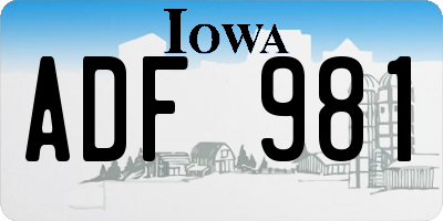IA license plate ADF981