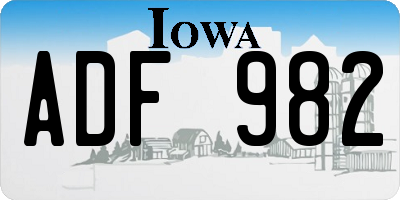 IA license plate ADF982