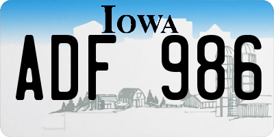 IA license plate ADF986