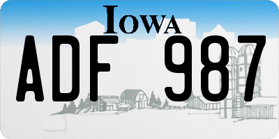 IA license plate ADF987