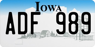 IA license plate ADF989