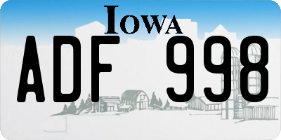 IA license plate ADF998