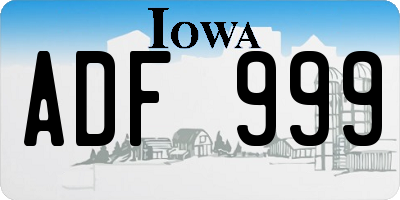 IA license plate ADF999