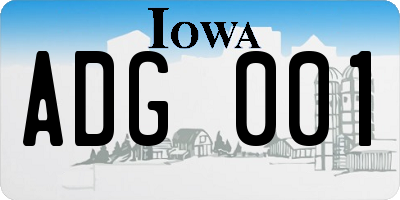 IA license plate ADG001