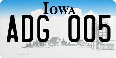 IA license plate ADG005