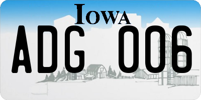 IA license plate ADG006