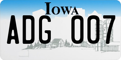 IA license plate ADG007