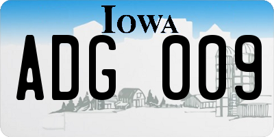 IA license plate ADG009