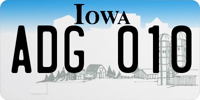 IA license plate ADG010