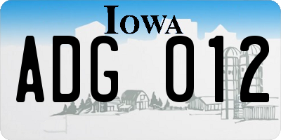 IA license plate ADG012