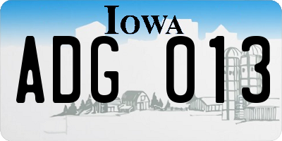 IA license plate ADG013