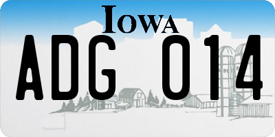 IA license plate ADG014