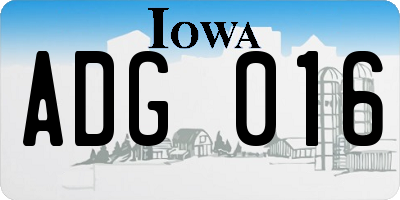 IA license plate ADG016