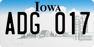 IA license plate ADG017