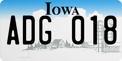 IA license plate ADG018