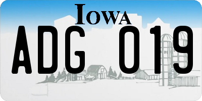 IA license plate ADG019