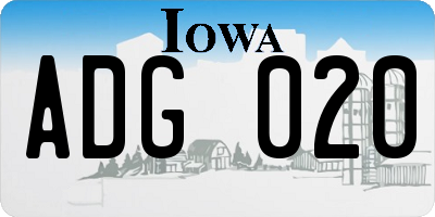 IA license plate ADG020