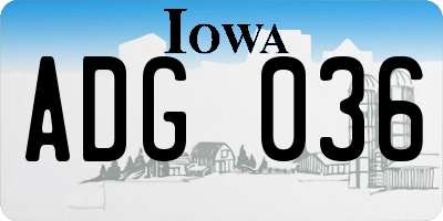 IA license plate ADG036