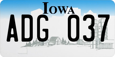 IA license plate ADG037