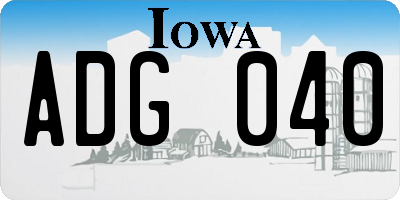 IA license plate ADG040