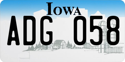 IA license plate ADG058