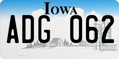 IA license plate ADG062