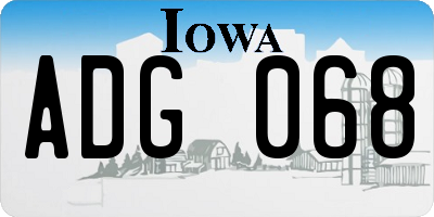 IA license plate ADG068