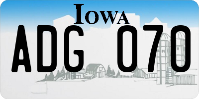 IA license plate ADG070