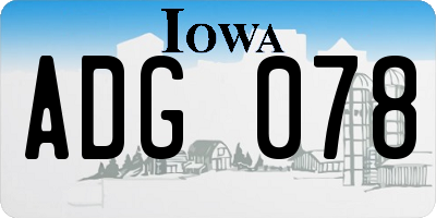 IA license plate ADG078